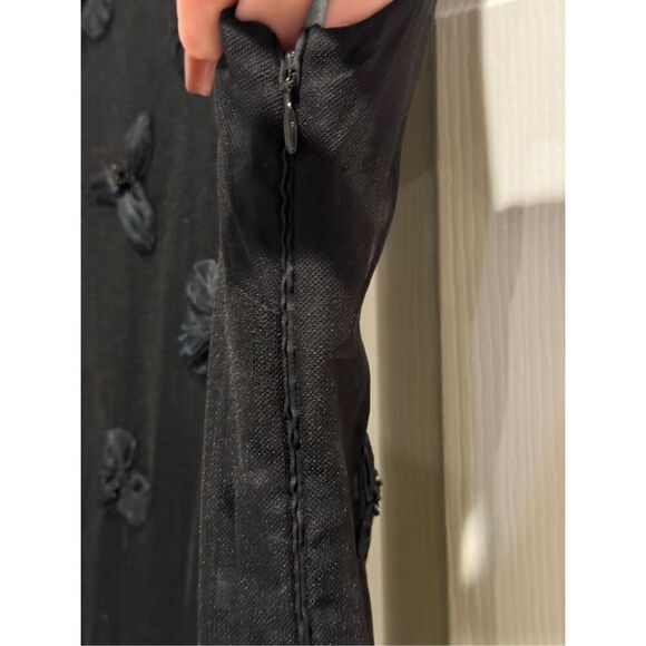 Red Valentino Beaded Embroidered Floral Appliqué Black Sleeveless Lined Dress 40 - Picture 9 of 16